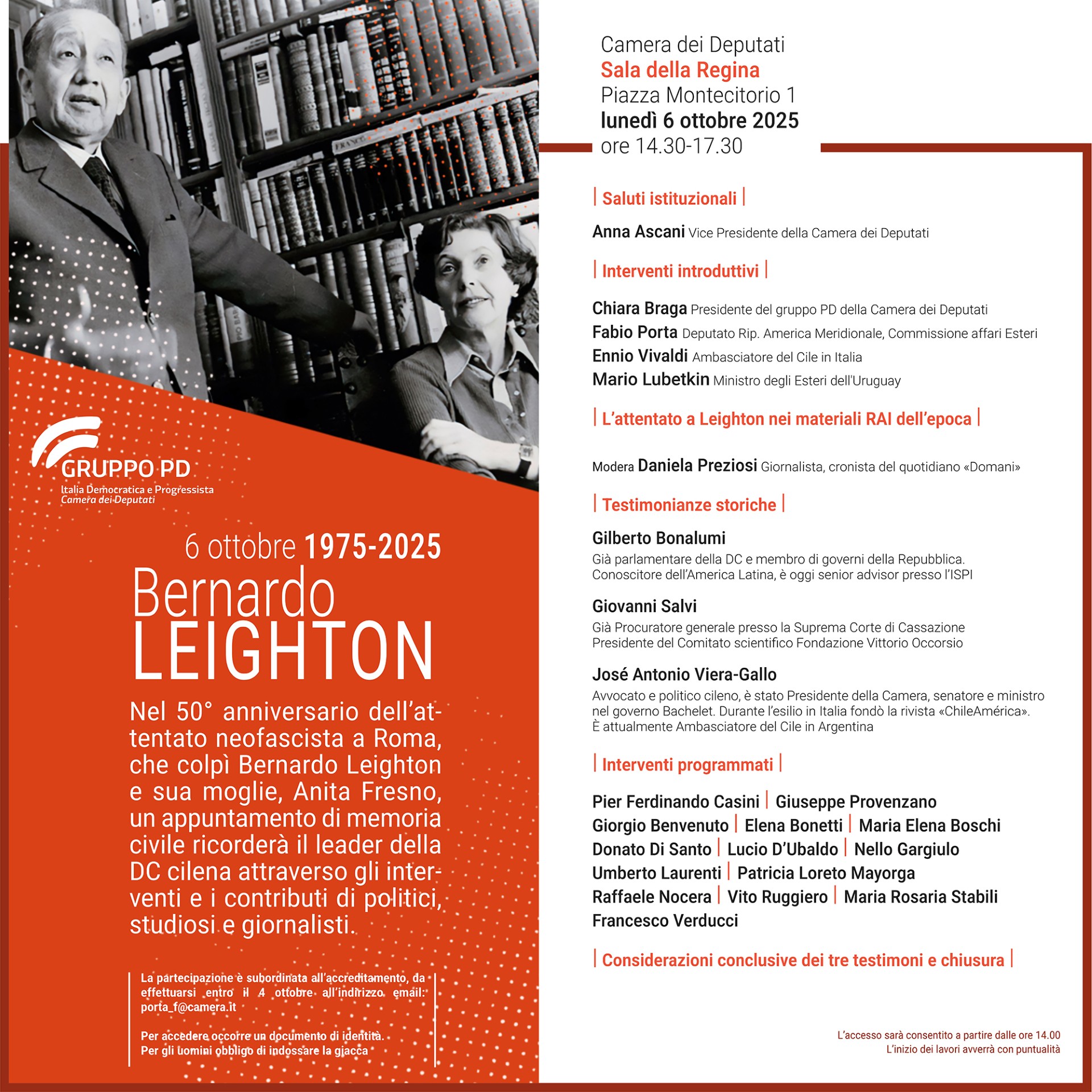Cile, Porta (PD): Commemorare Leighton impegno per democrazia 