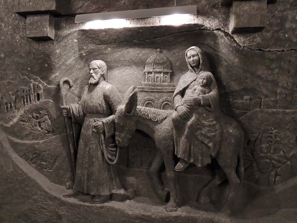 981 - Bassorilievo in sale all'interno della miniera di sale di Wieliczka - Polonia