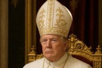  TRUMP IN ABITI PAPALI: <br> FOTOMONTAGGIO POSTATO <br> DALLA CASA BIANCA