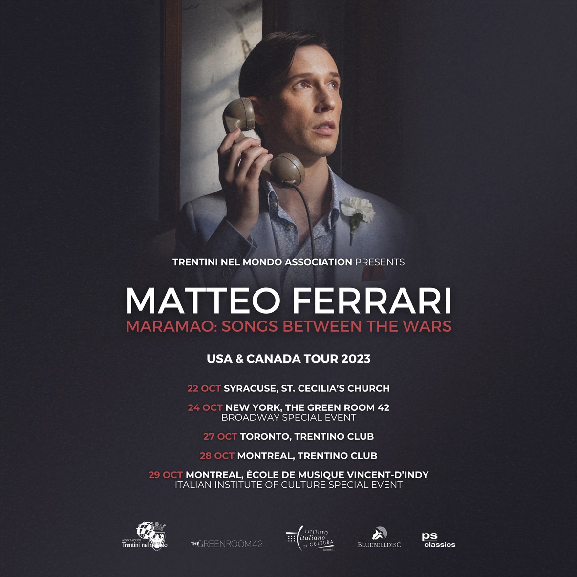 Il cantante trentino Matteo Ferrari in Usa e  Canada